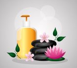 skin care bottle stones spa treatment therapy vector illustration