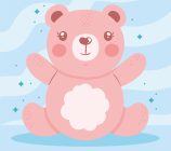 cute bear pink seated character