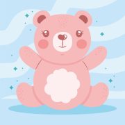 cute bear pink seated character